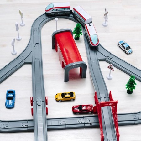 Railway for children "My City", 80 items, on batteries-4