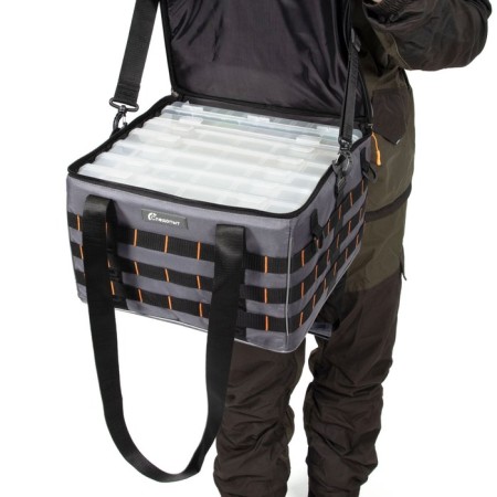 Bag Fisheries Base Lure Bag XXL, 38x38x25 cm, gray color + 7 boxes Luno 28-7