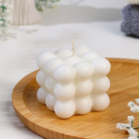 Figure candle "Babb cube", 5x5 cm, white