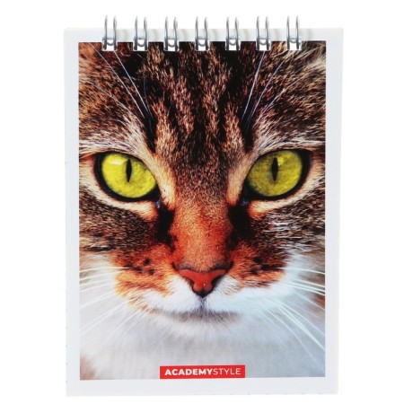 Notepad A7 40 sheets in a cage on the crest "Cats", Cardboard Cover, VD-LK, MIX-3