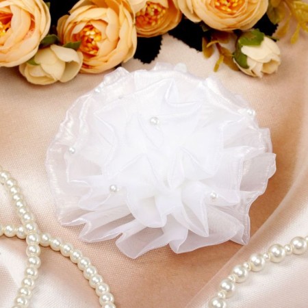 Hair elastic band Bant "Schoolgirl" Wave Pearls, D-9 cm, White