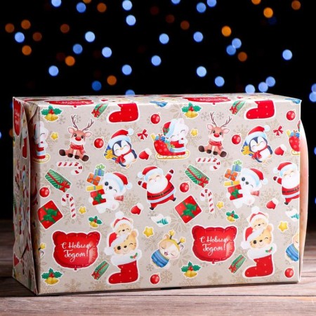 Packaging for 6 cupcakes with the New Year window, 25 x 17 x 10 cm-1