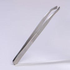 Pinzet begged, wide, 8.5 cm, silver color