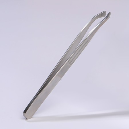 Pinzet begged, wide, 8.5 cm, silver color