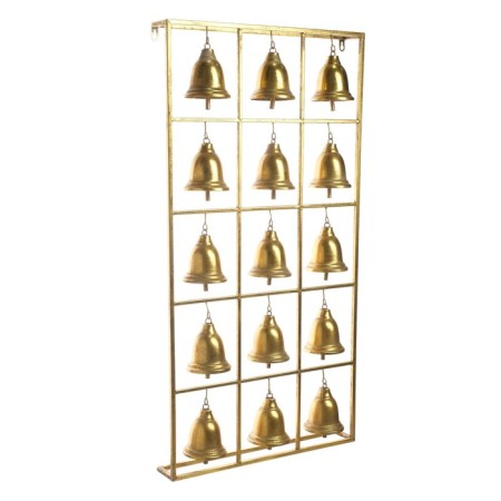 Decor wall metal "bells" 15 bells gold 97x50.5x10 cm-2