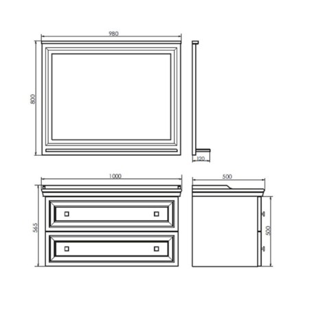 Comforty Ferrara 100 mirror, white gloss, 98x80 cm-1