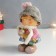 Souvenir Polystone "Girl in a gray hat with a sleeping deer in her hands" 8.5x9x16.5 cm