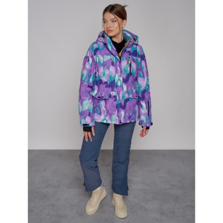 Ski jacket female winter, size 46, purple color-3
