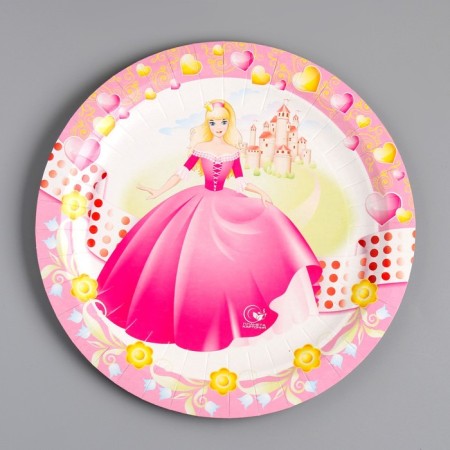 Disposable plate "princess" laminated, cardboard, 18 cm