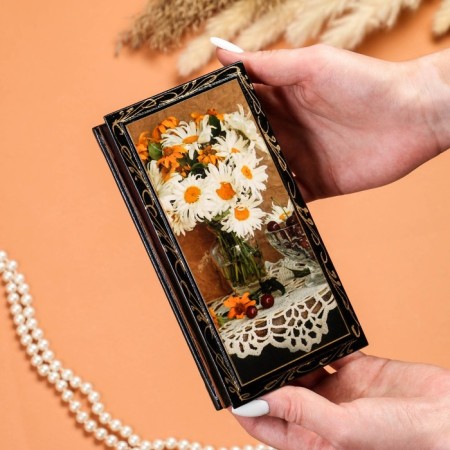 Casket - a bill "Herbers in a vase", 8.5 × 17 cm, lacquer miniature-2