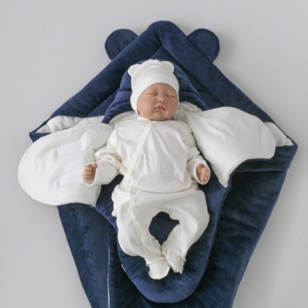 Set for discharge Winter Kinderlitto "Bear", 5 items, height 56-62 cm, dark blue color-1
