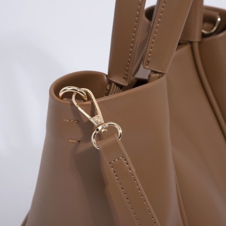 Bag Women's Tout with zipper, brown color-5