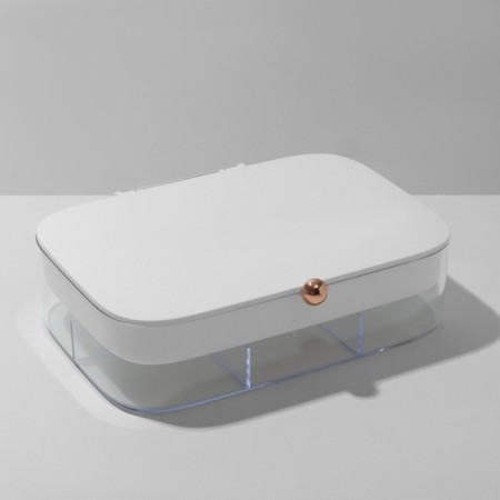 Steam for jewelry "Casket" 2 tiers, 30 cells, 18 × 14 × 5 cm, plastic, white color-5