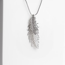 Angel's pend of pendant, white color in silver, 72 cm