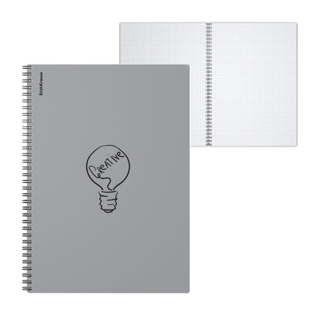 A4 notebook 80 sheets, a cage on a spiral, erichkrause, "Life style" plastic cover silver