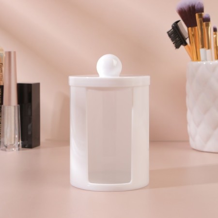 Organizer for storing cotton pads, with a lid, 6.7 × 11 cm, white color-2