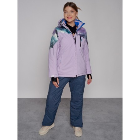 Ski jacket female winter, size 60, purple color-4