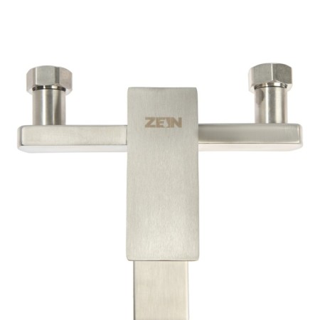 Zein bath mixer, square, pour 35 cm, with a shower set, stainless steel, satin-6