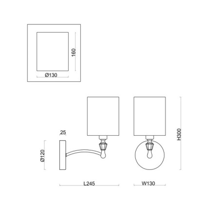 Bra Freya Fr1007WL-01BS Riverside, 245x130x300 mm, E14, 1x40W, brass color-1