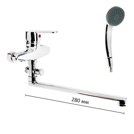 Bath mixer Zein Z95350152, cartridge ceramics 35 mm, with a shower set, chrome