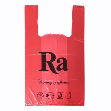 Package Polyethylene T -shirt 30 + 16 x 53 cm, 18 μm, red "Ra"