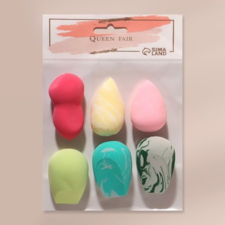 A set of sponges for makeup, 6 pcs, assorted, color mix-7