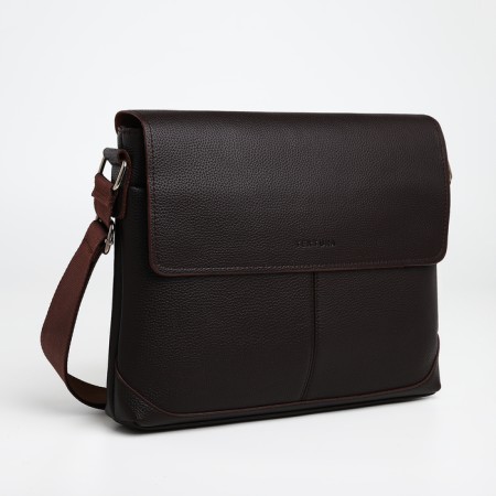 Male Business Bag, Textura, 2 external pockets, brown color