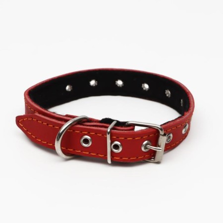 Leather collar on synthetic winterizer, dimensionless, 45 x 2 cm, Osh 18-39 cm, red-1