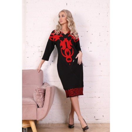 Women's dress, size 42, red color, black