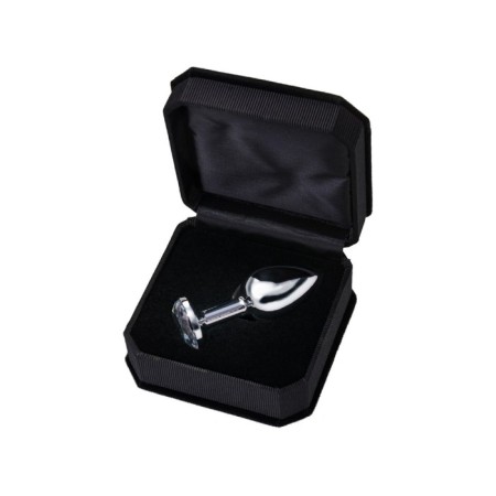 Anal plug Metal by Toyfa, silver, with a white crystal, 7.5 cm, d = 3 cm-3