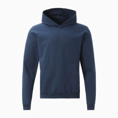 Male sweatshirt is laid down, the color is dark blue, size 56