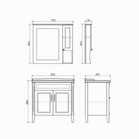 Mirror Comfort Comfort Palermo 80 for the bathroom, color Patina gold-1