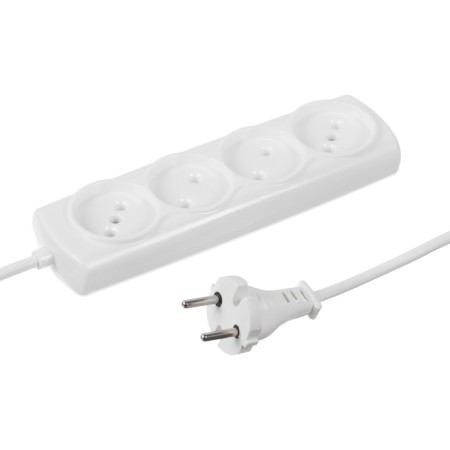 Extension cord Luazon Lighting Eco, 4 sockets, 5 m, 10 A, 2200 W, PVS 2x0.75 mm2, without salary, white-5