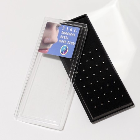 Pierce in the nose (nostille) “Ball”, straight, l = 10 mm, set 40 pcs., Silver color-1