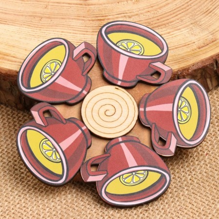 Hot "burgundy mug", 12x12 cm, mix of wood