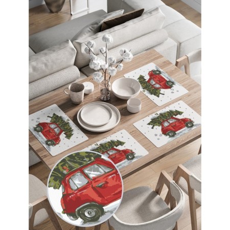A set of napkins for setting the table “The Christmas tree is in a hurry to celebrate”, rectangular, rounded edges, size 30x46 cm, 4 pcs-1