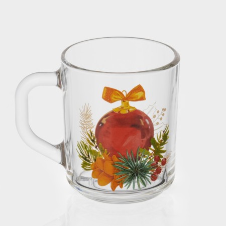 New Year's glass tea mug "New Year's Symbols", 200 ml, mix-1