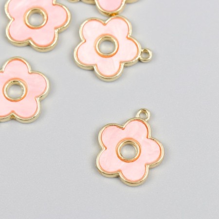 Decor for creativity metal, acrylic "pink flower" gold 0.2x1.6x1.7 cm