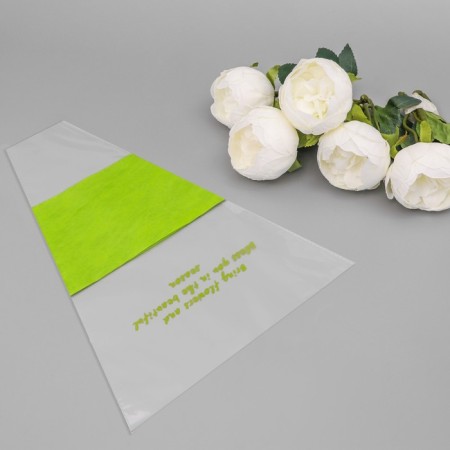 Packet stoop for flowers, with non -woven material, 26+7x37 cm, light green-2