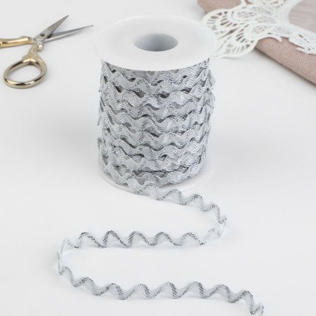The braid of the finishing “Blutchik” with a silver thread, 5 mm, 27 ± 1 m, white color-1