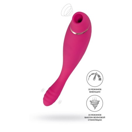 Jos Danvi vibrator with vacuum-wave stimulation, silicone, 21.5 cm, pink color-8