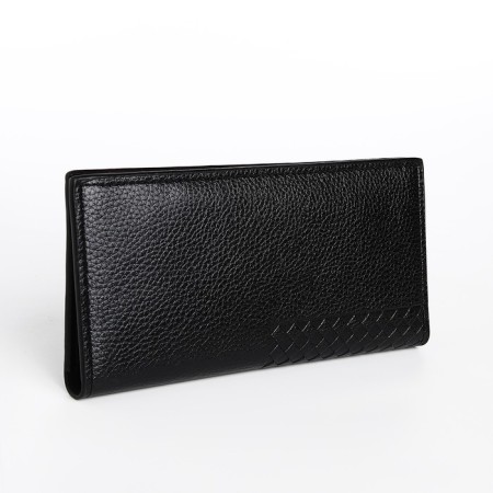 Male purse without fastener, department for bills, for maps, for coins, black color-1