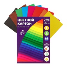 Картон цветной А4, 8 листов, 8 цветов "Графика", немелованный 220 г/м2, в папке