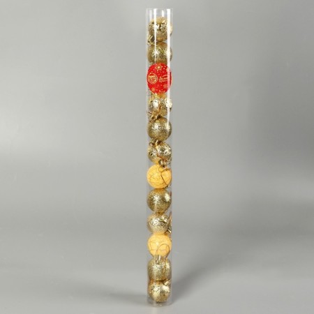 Set of balls plastic D-4 cm, 12 pcs "Melody" crack, gold-1