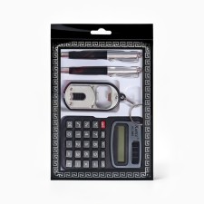 Gift set 4V1 (2 handles, calculator, flashlight with opening)