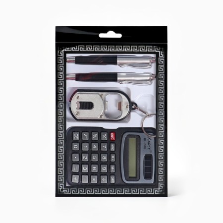 Gift set 4V1 (2 handles, calculator, flashlight with opening)