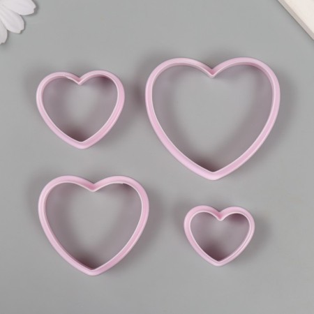 Cutters for polymer clay "heart" set of 4 pcs 3.3x4 cm 4.3x5 cm 5.4x6.2 cm 6.7x7.5 cm