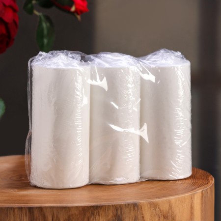 Candle cylinder, 5x12 cm, set 3 pcs, white-5