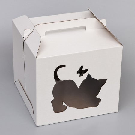 Confectionery packaging "kitten", 2 windows, white, 35 x 35 x 31 cm-1