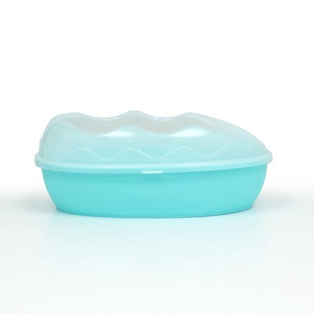 Cat toilet rounded with a side and a scoop 38 x 28 x 15 cm, blue-3